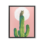 Quirky owl on saguaro cactus Framed Canvas Print Gallery Image 6
