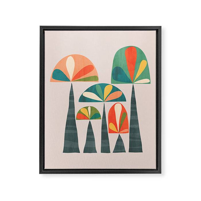 Quirky retro palm trees Framed Canvas Print Gallery Image 1