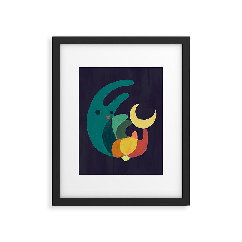 Rabbit and crescent moon Framed Art Print Gallery Image 5