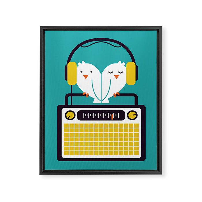 Radio Mode Love Framed Canvas Print Gallery Image 1