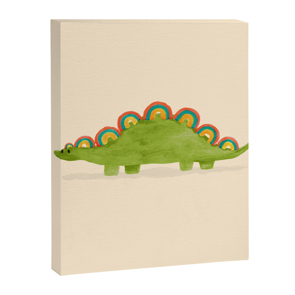 Rainbow colored dinosaur (stegosaurus) Canvas Print Gallery Image 6