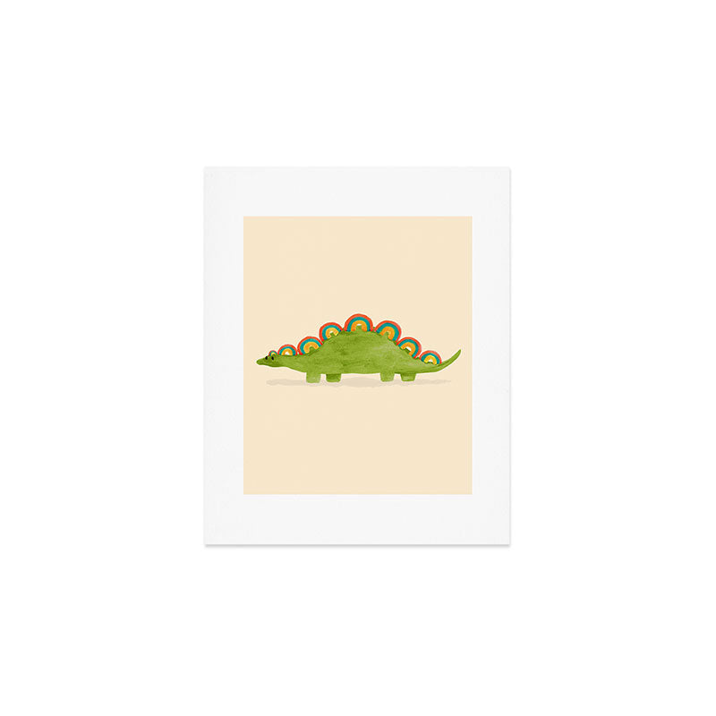Rainbow colored dinosaur (stegosaurus) Art Print Gallery Image 1