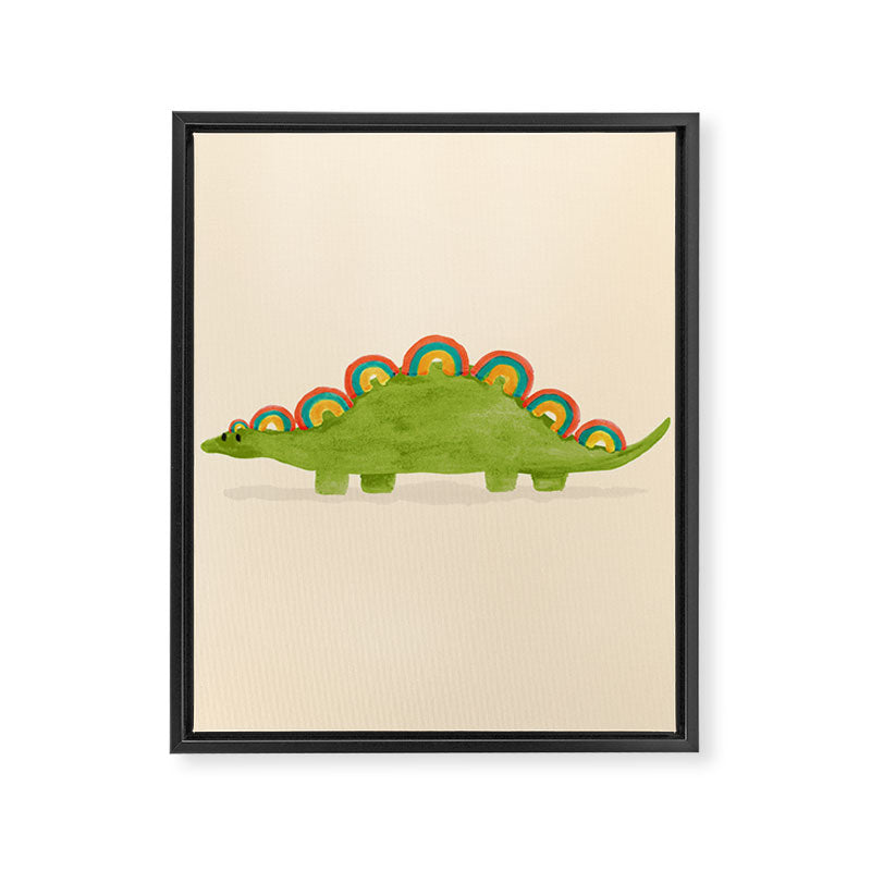 Rainbow colored dinosaur (stegosaurus) Framed Canvas Print Gallery Image 6
