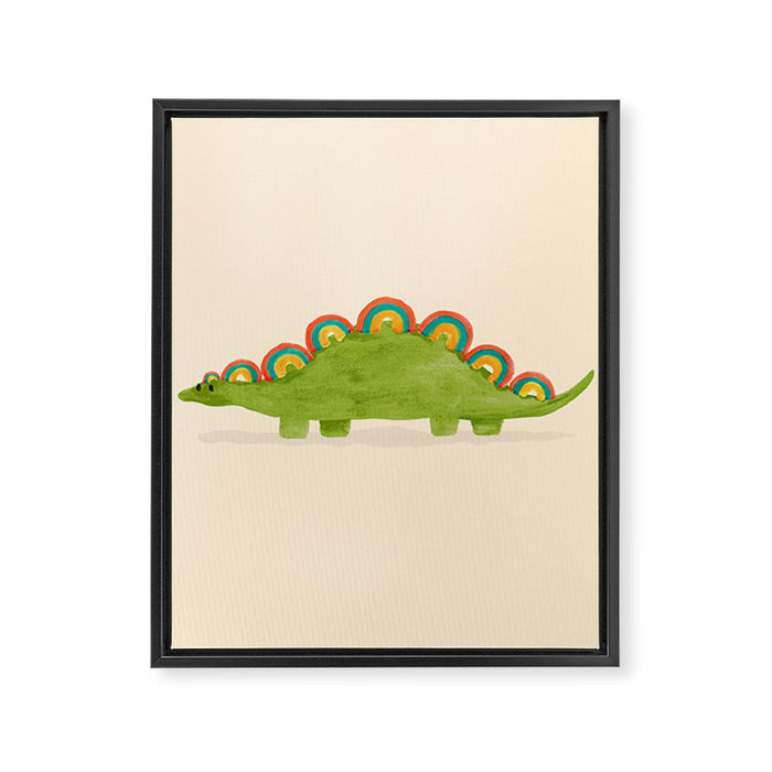 Rainbow colored dinosaur (stegosaurus) Framed Canvas Print Gallery Image 1