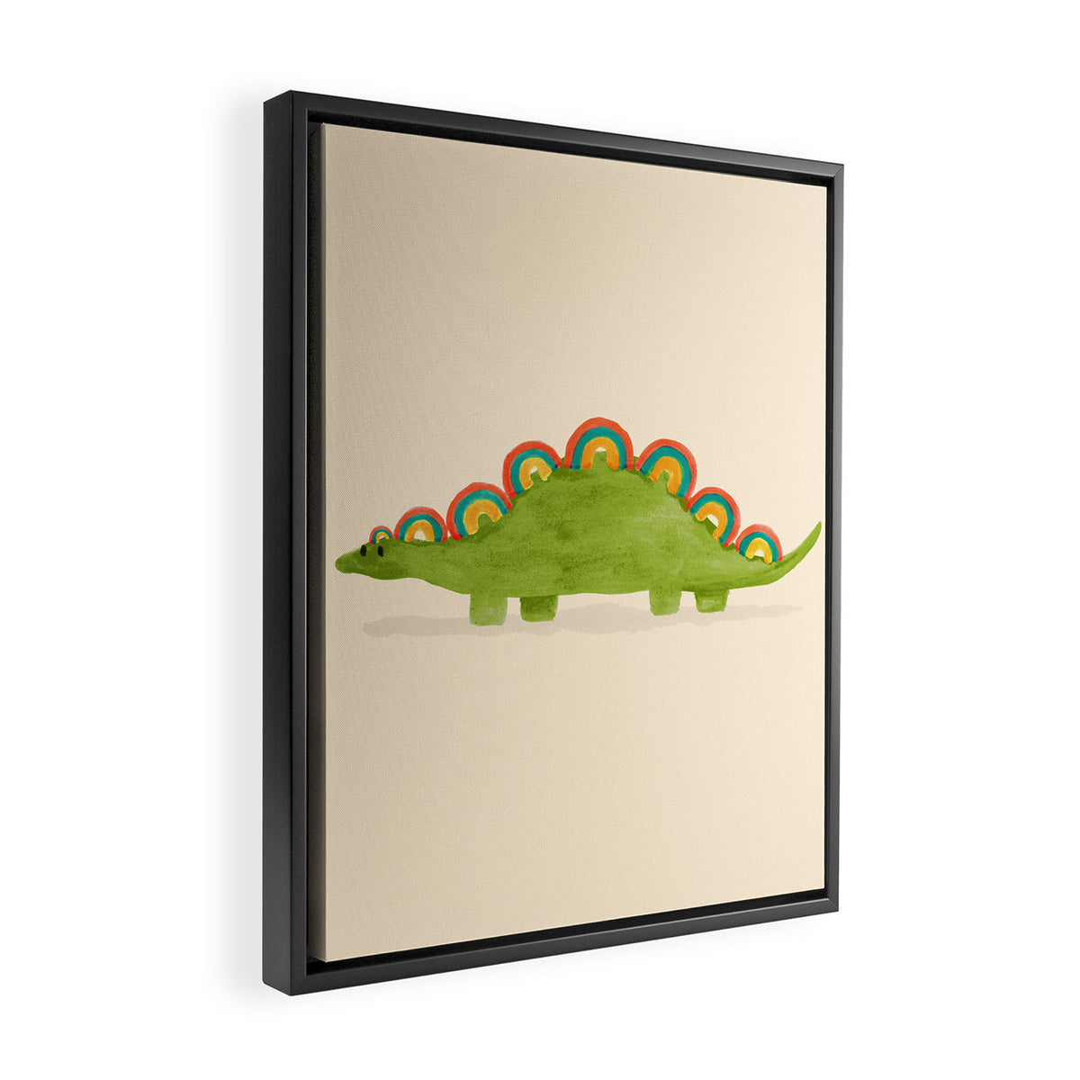 Rainbow colored dinosaur (stegosaurus) Framed Canvas Print Gallery Image 2