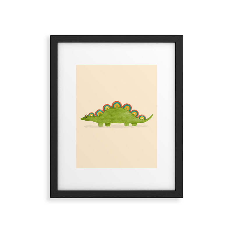 Rainbow colored dinosaur (stegosaurus) Framed Art Print Gallery Image 4