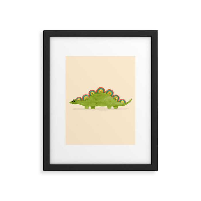 Rainbow colored dinosaur (stegosaurus) Framed Art Print Gallery Image 1