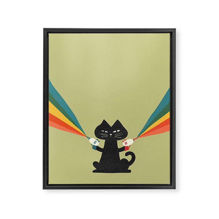 Ray gun cat Framed Canvas Print Gallery Image 1