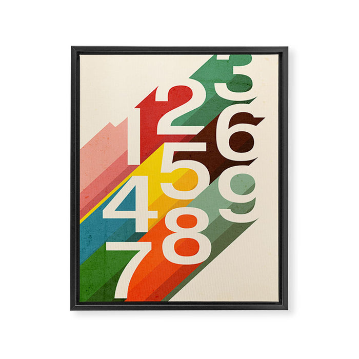 Retro Numbers Framed Canvas Print Gallery Image 1