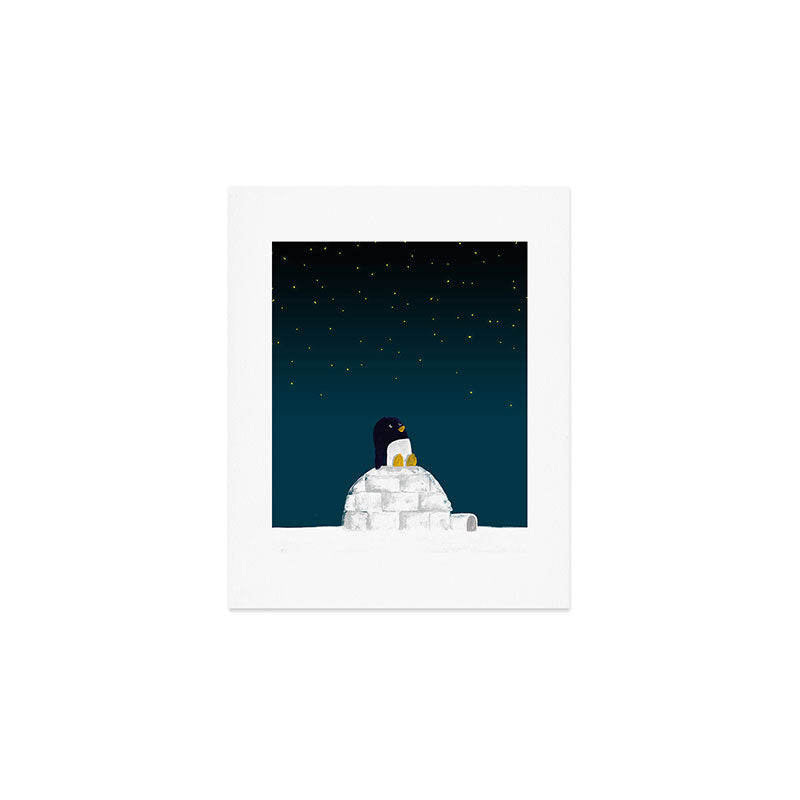 Star gazing - Penguin's dream of flying Art Print Gallery Image 1