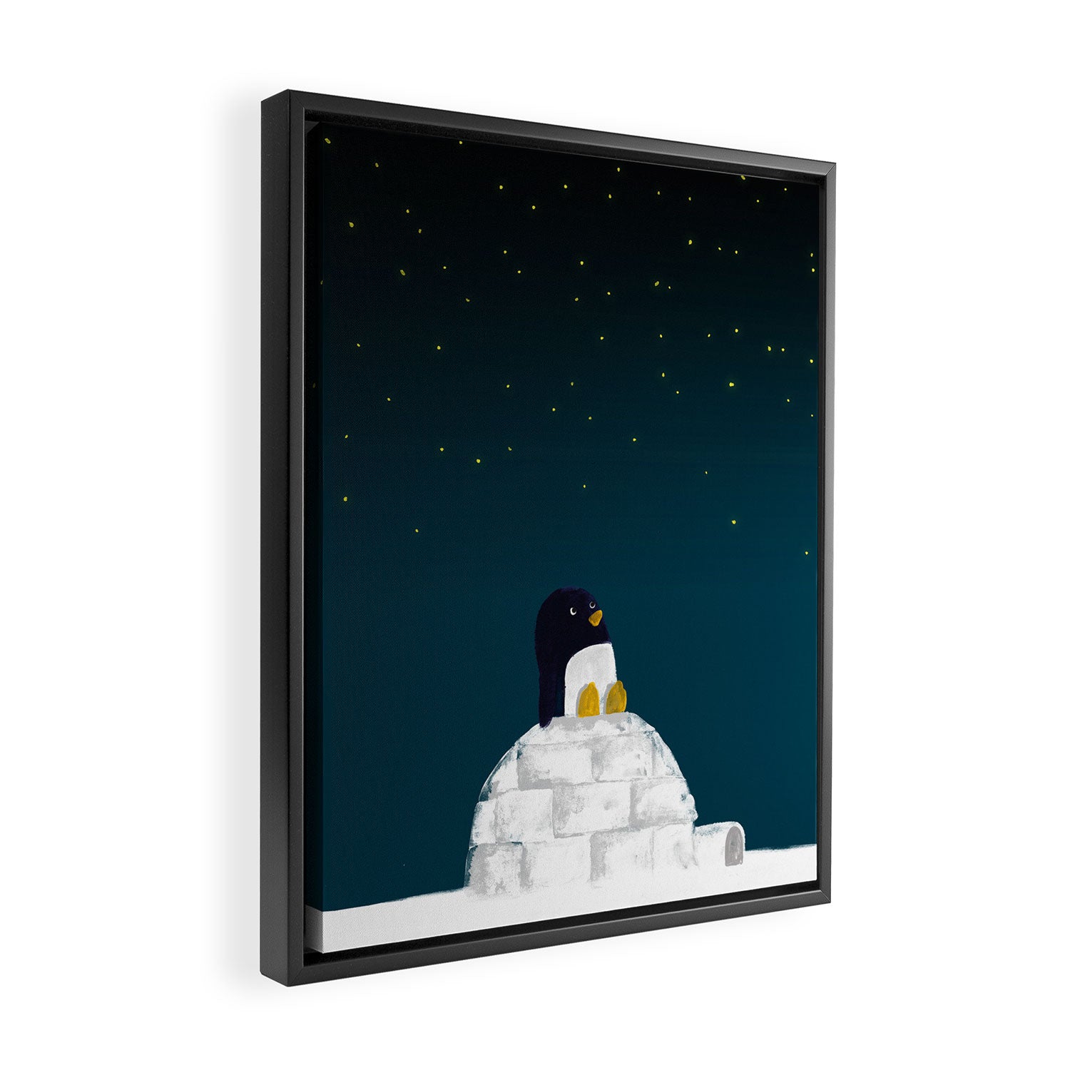 Star gazing - Penguin's dream of flying Framed Canvas Print Gallery Image 2