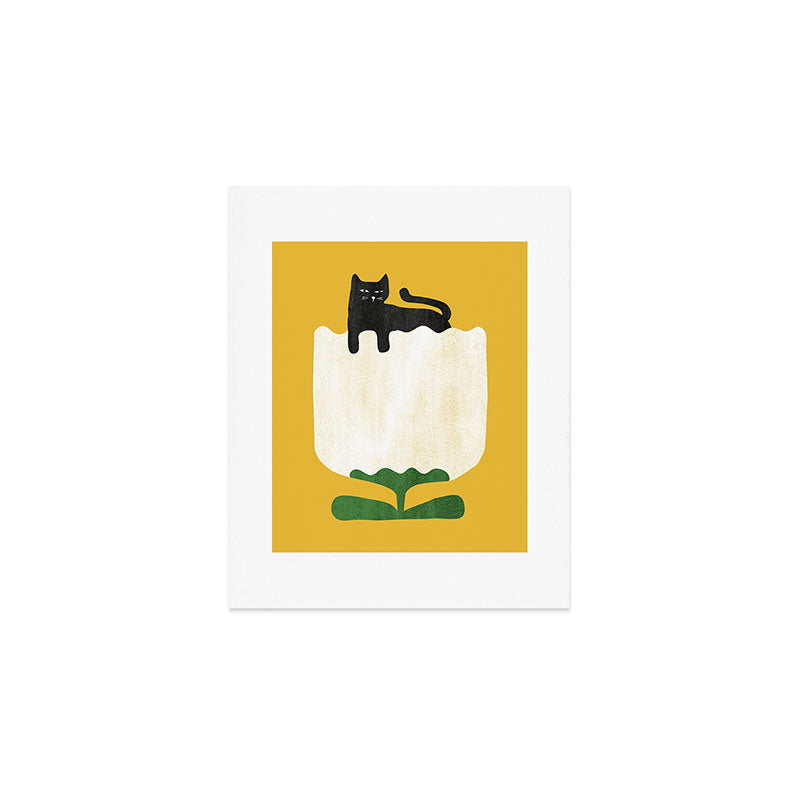 Still life with cat and flower Art Print Gallery Image 1