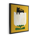 Still life with cat and flower Framed Canvas Print Gallery Image 2