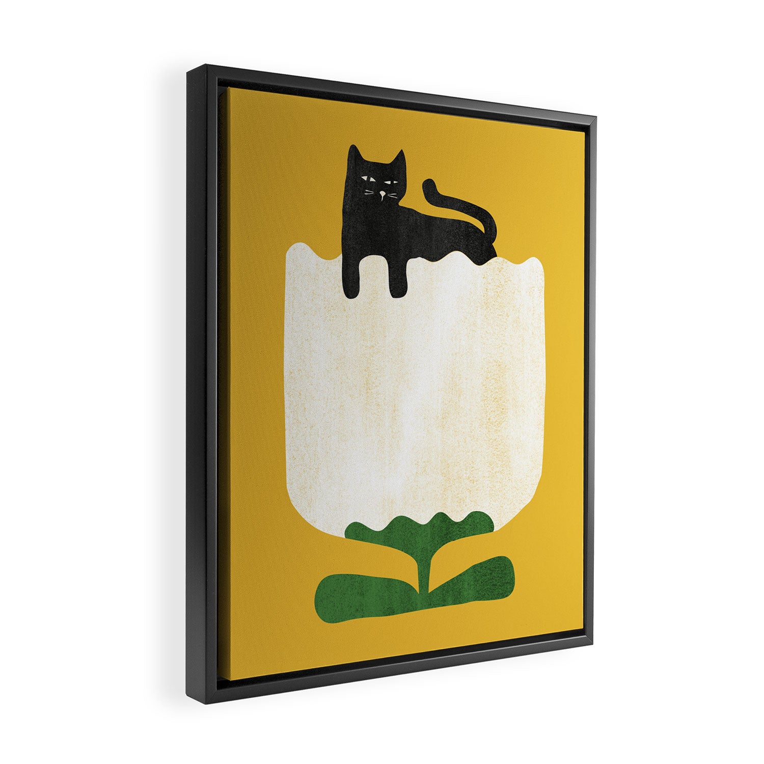 Still life with cat and flower Framed Canvas Print Gallery Image 2
