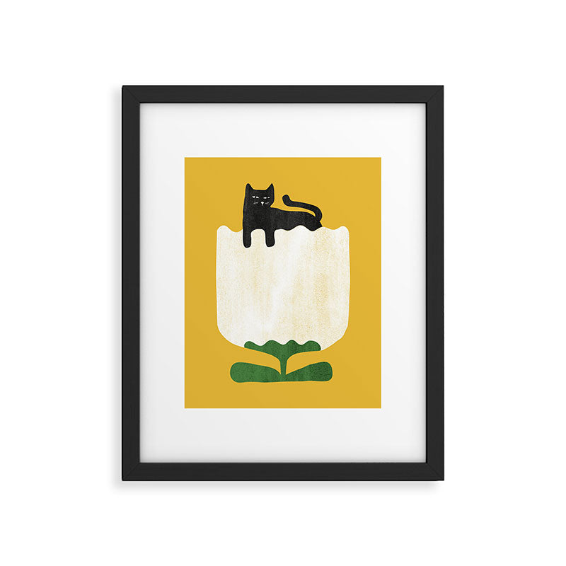 Still life with cat and flower Framed Art Print Gallery Image 4