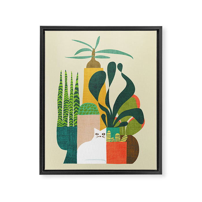 Still life with cat Framed Canvas Print Gallery Image 1