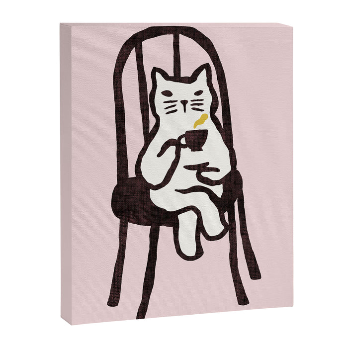 Tea time with cat Canvas Print Gallery Image 1