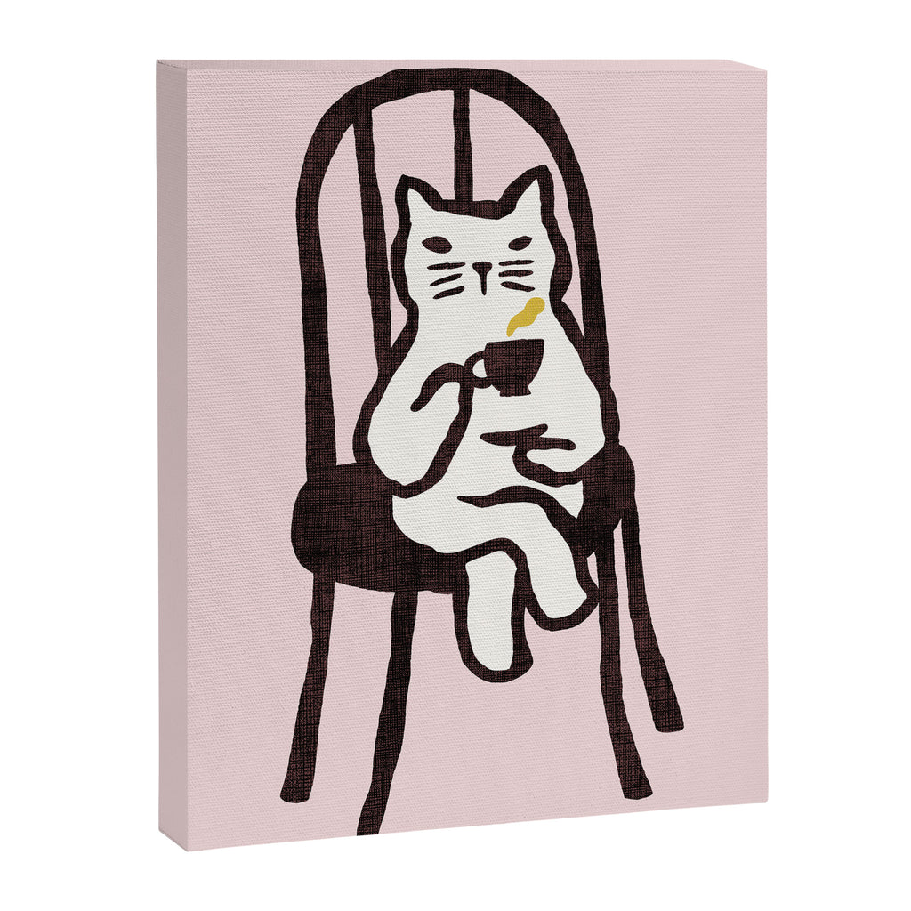 Tea time with cat Canvas Print Gallery Image 6