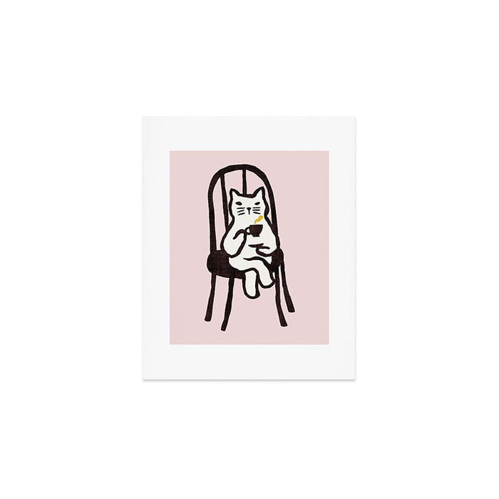 Tea time with cat Art Print Gallery Image 1