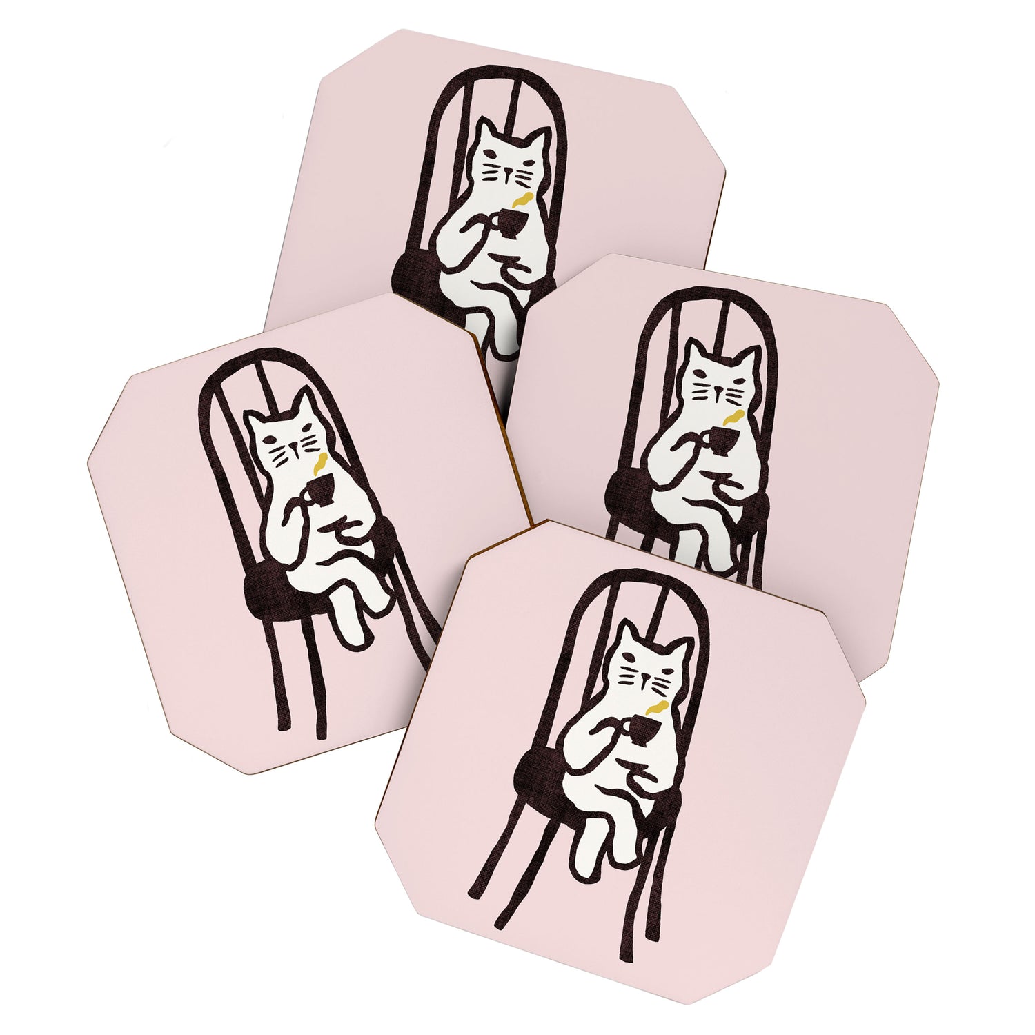 Tea time with cat Coaster Gallery Image 1