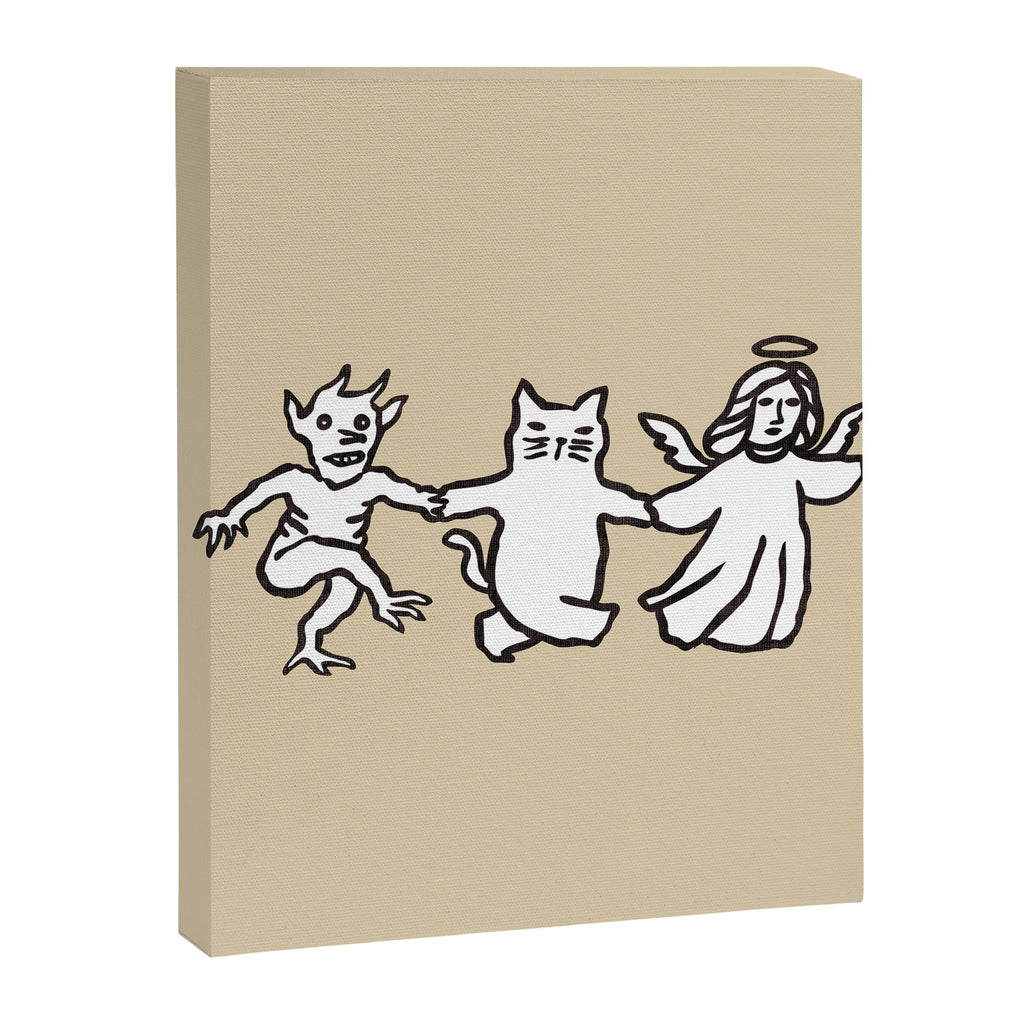 The angel and devil and cat Canvas Print Gallery Image 6