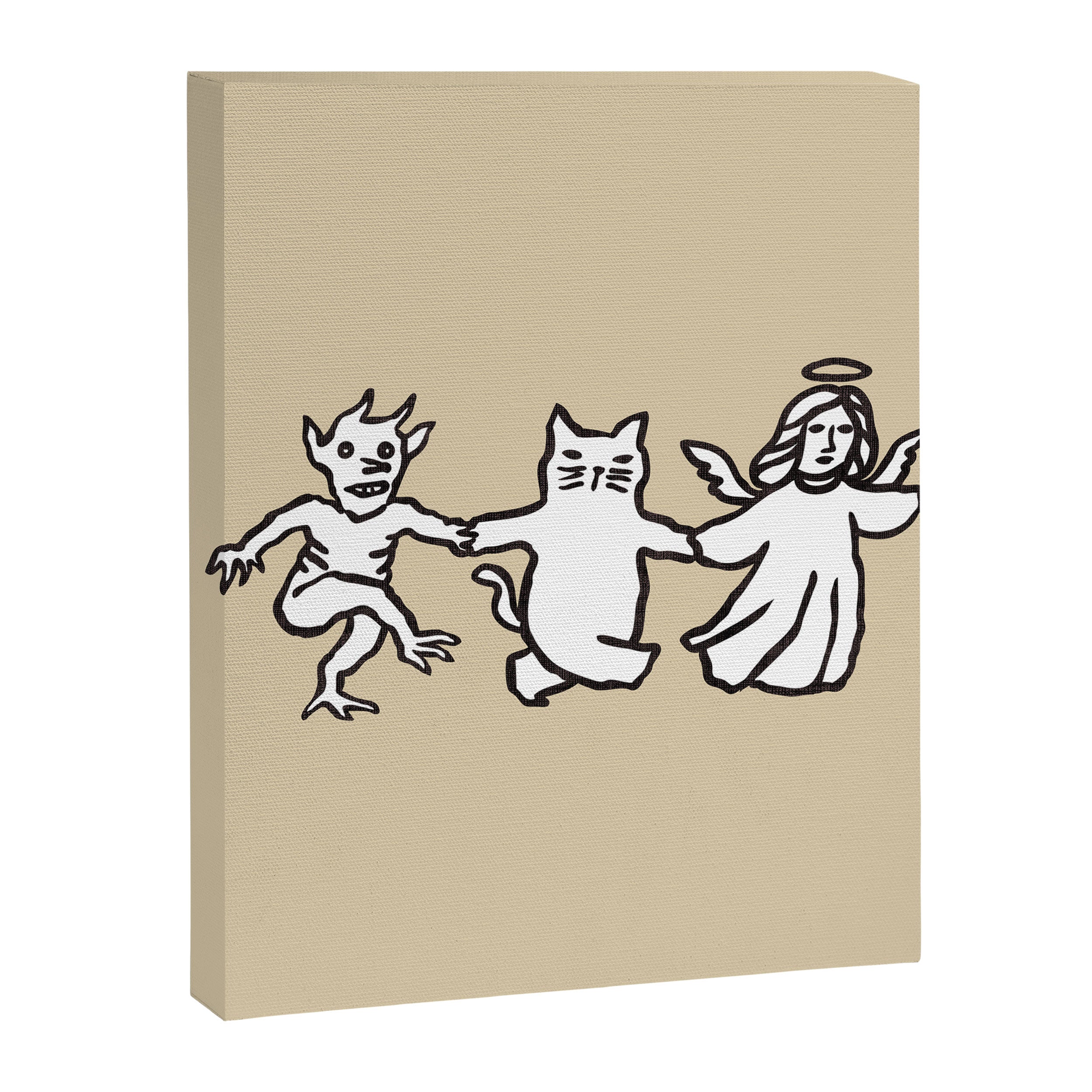 The angel and devil and cat Canvas Print Gallery Image 6