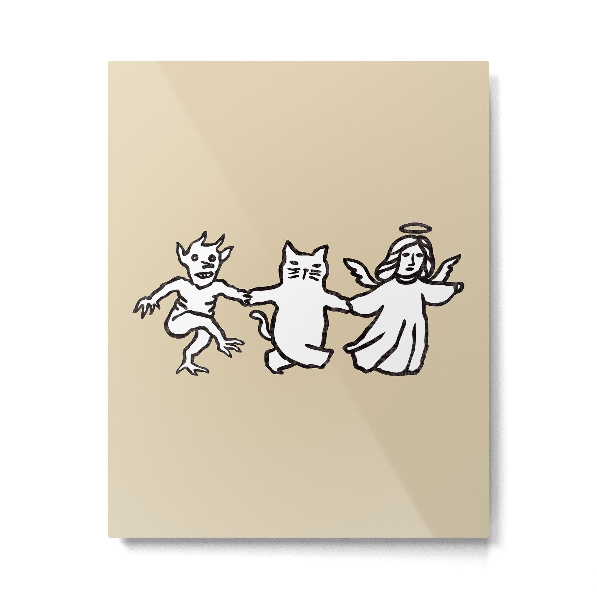 The angel and devil and cat Metal Print Gallery Image 4