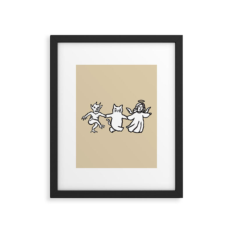 The angel and devil and cat Framed Art Print Gallery Image 5