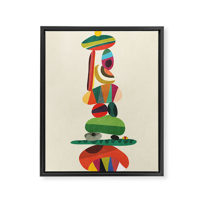 Totem - balanced pebbles Framed Canvas Print Gallery Image 1