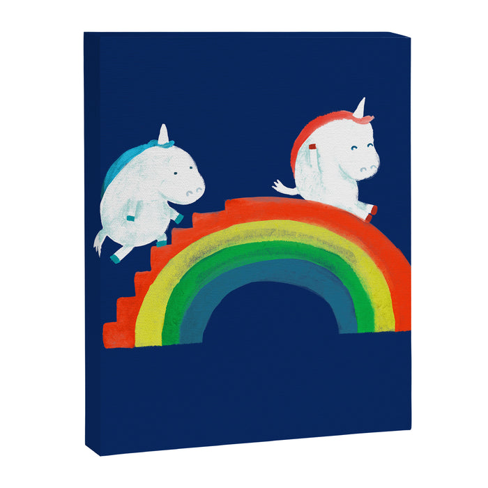Unicorn on rainbow slide Canvas Print Gallery Image 1