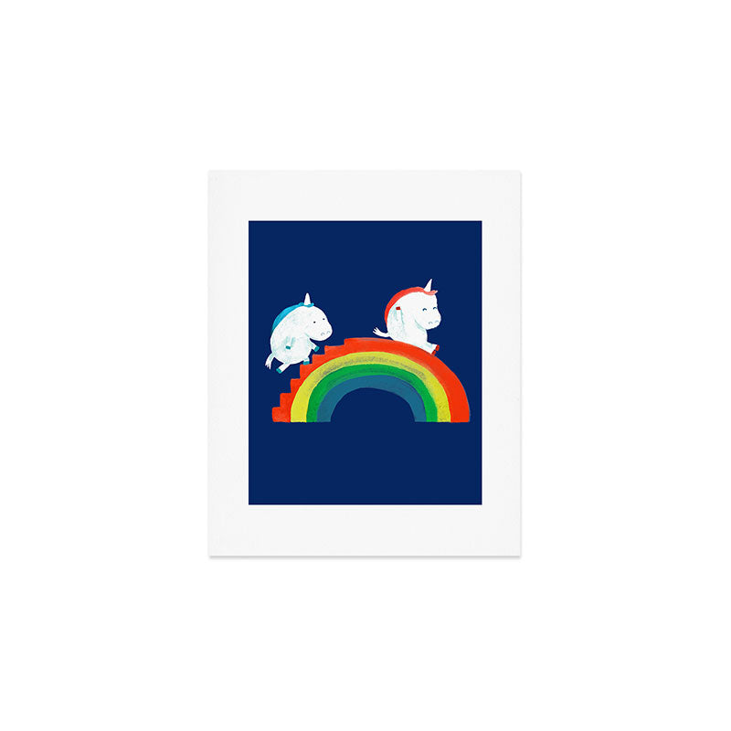 Unicorn on rainbow slide Art Print Gallery Image 1