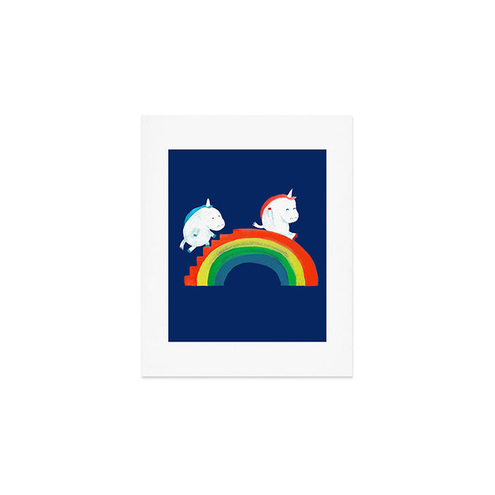 Unicorn on rainbow slide Art Print Gallery Image 1