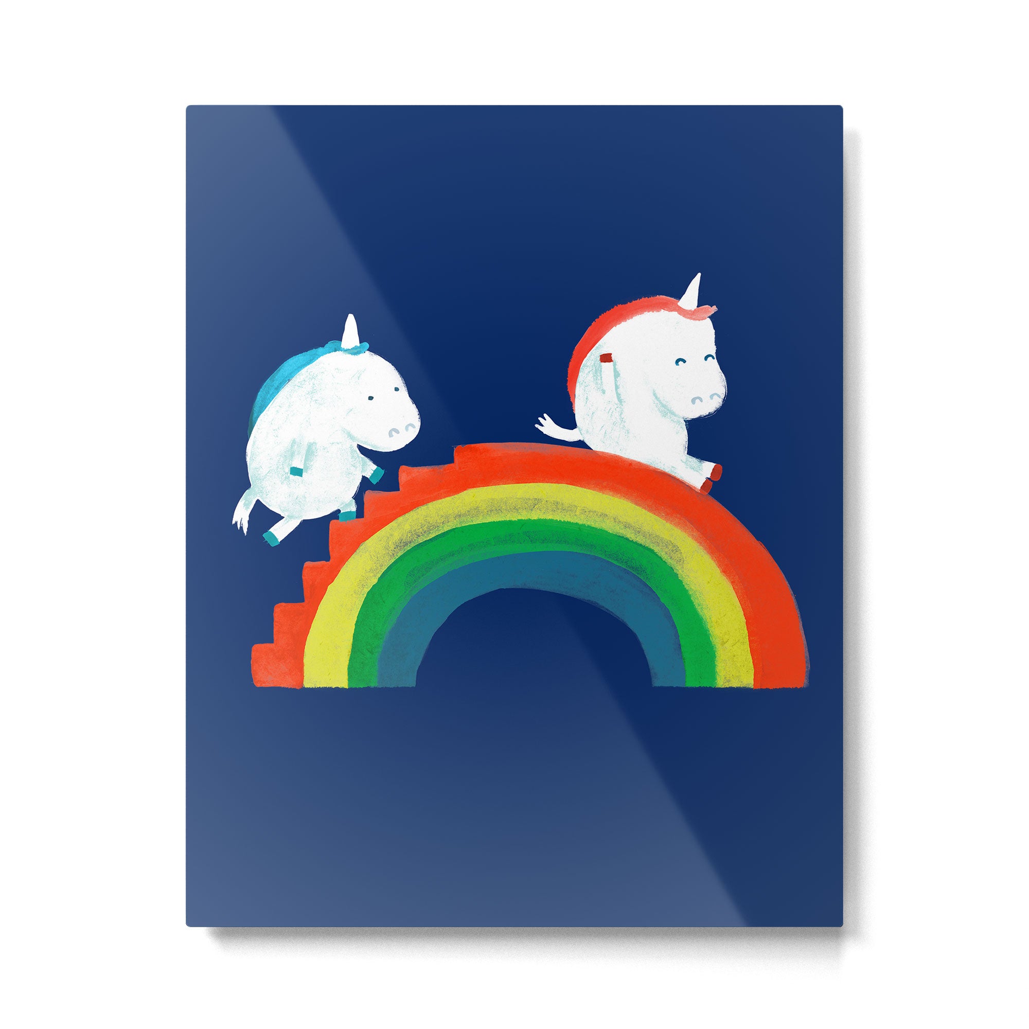 Unicorn on rainbow slide Metal Print Gallery Image 4