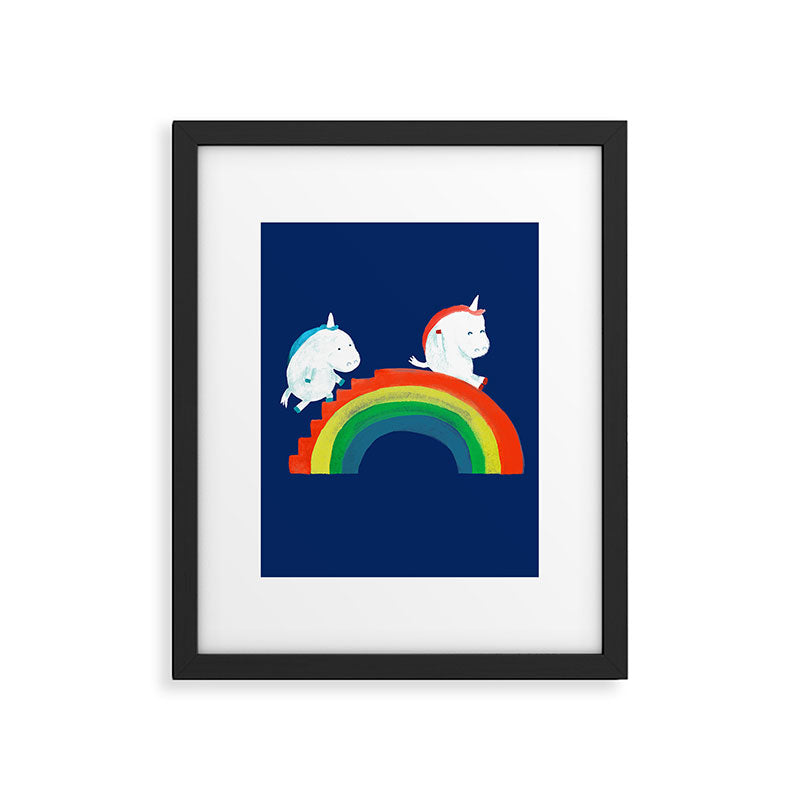 Unicorn on rainbow slide Framed Art Print Gallery Image 4