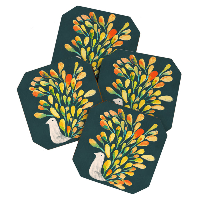 Watercolor Peacock Coaster Gallery Image 1