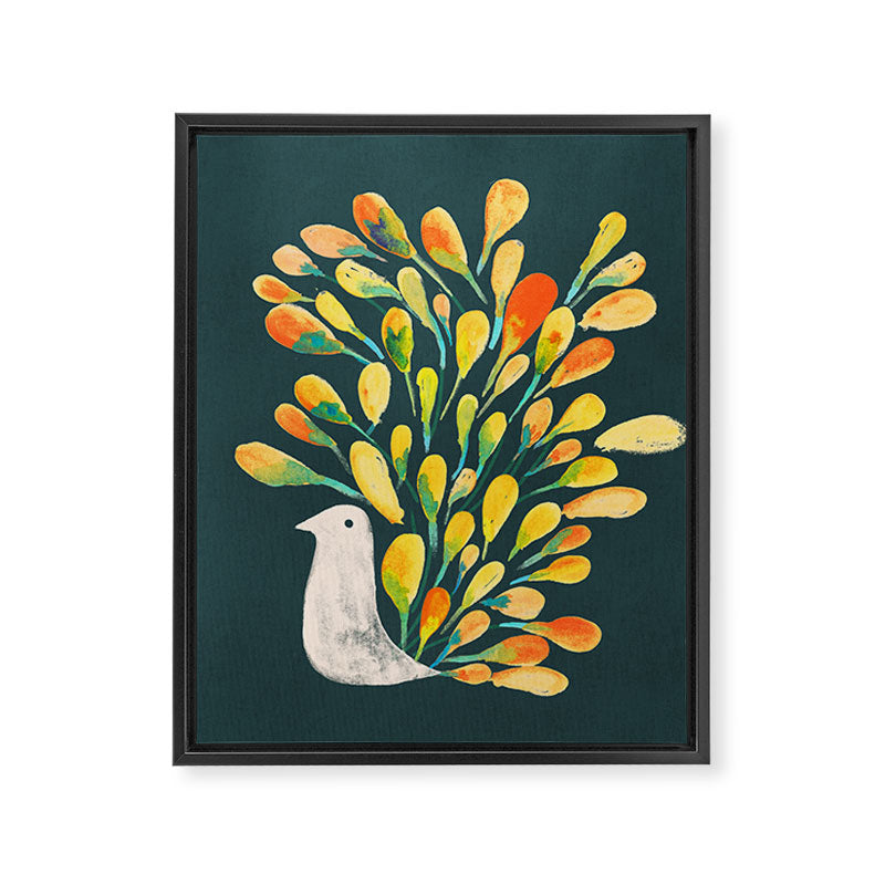 Watercolor Peacock Framed Canvas Print Gallery Image 6