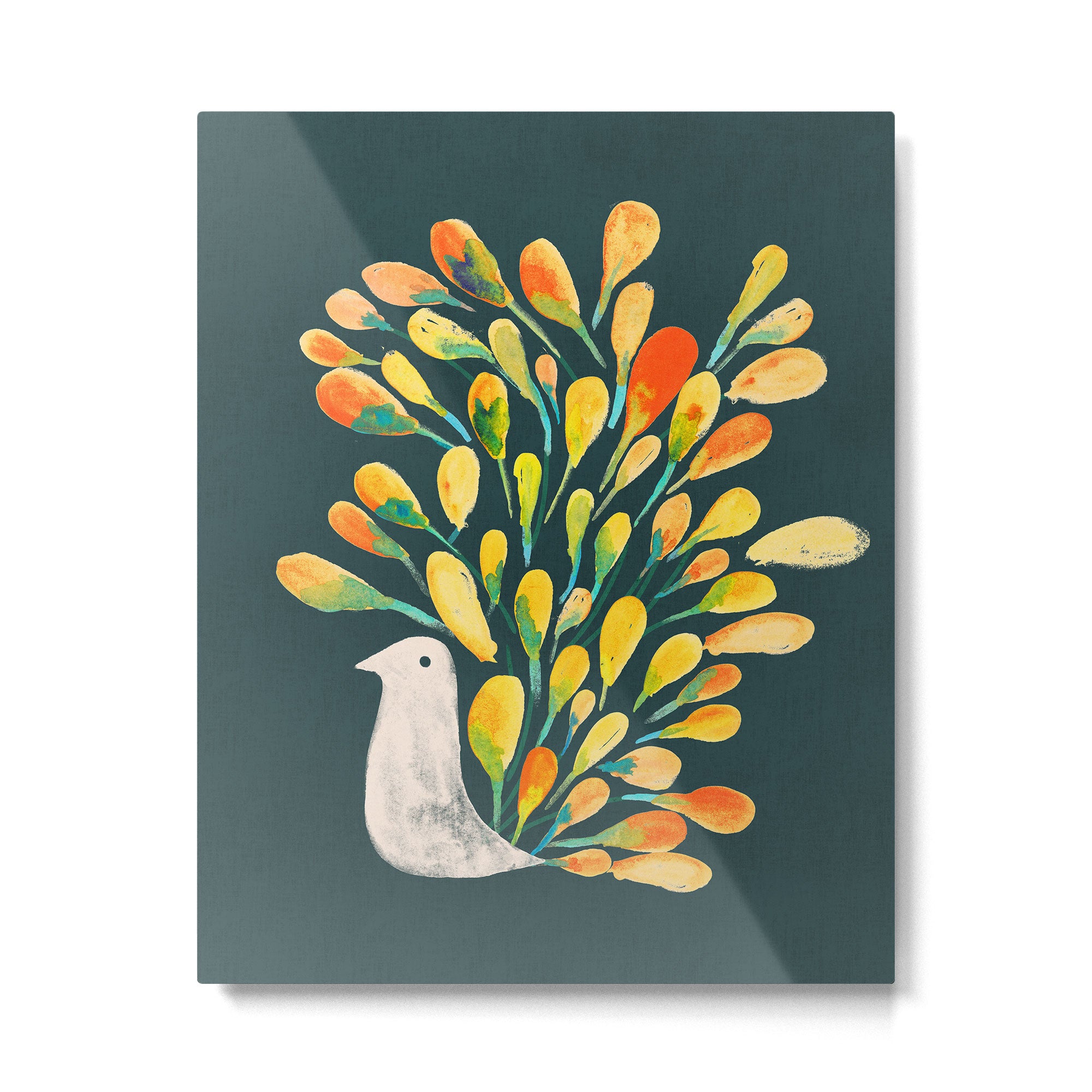 Watercolor Peacock Metal Print Gallery Image 4
