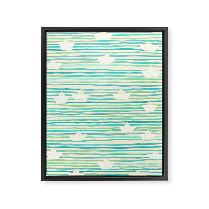 Whimsical Paper Boats Framed Canvas Print Gallery Image 1