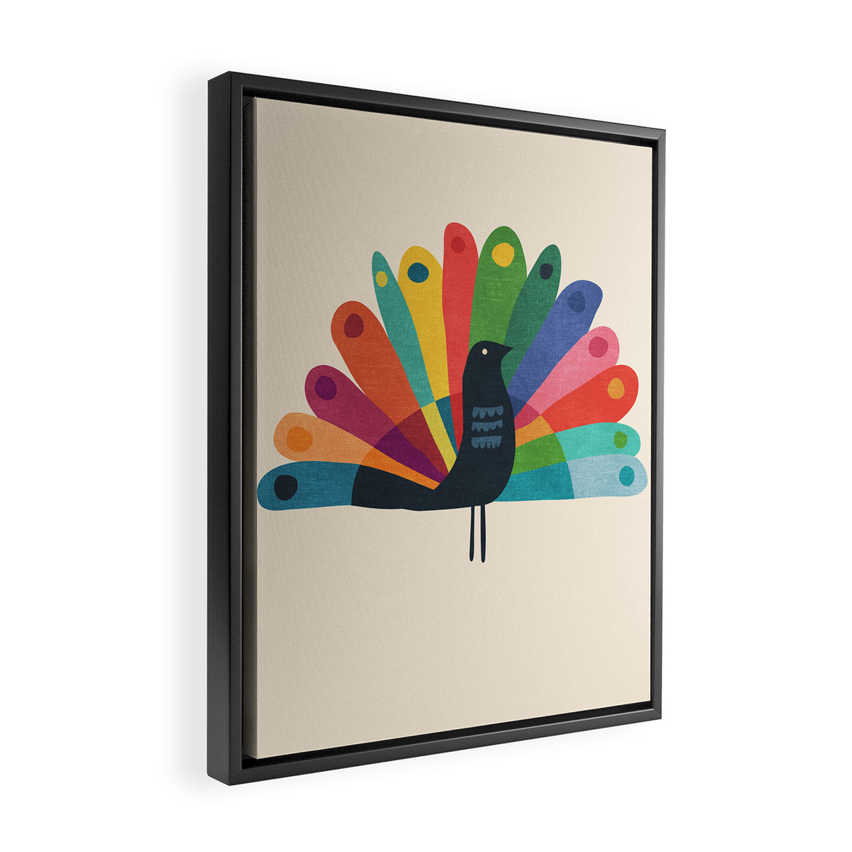 Whimsical Peacok Framed Canvas Print Gallery Image 2