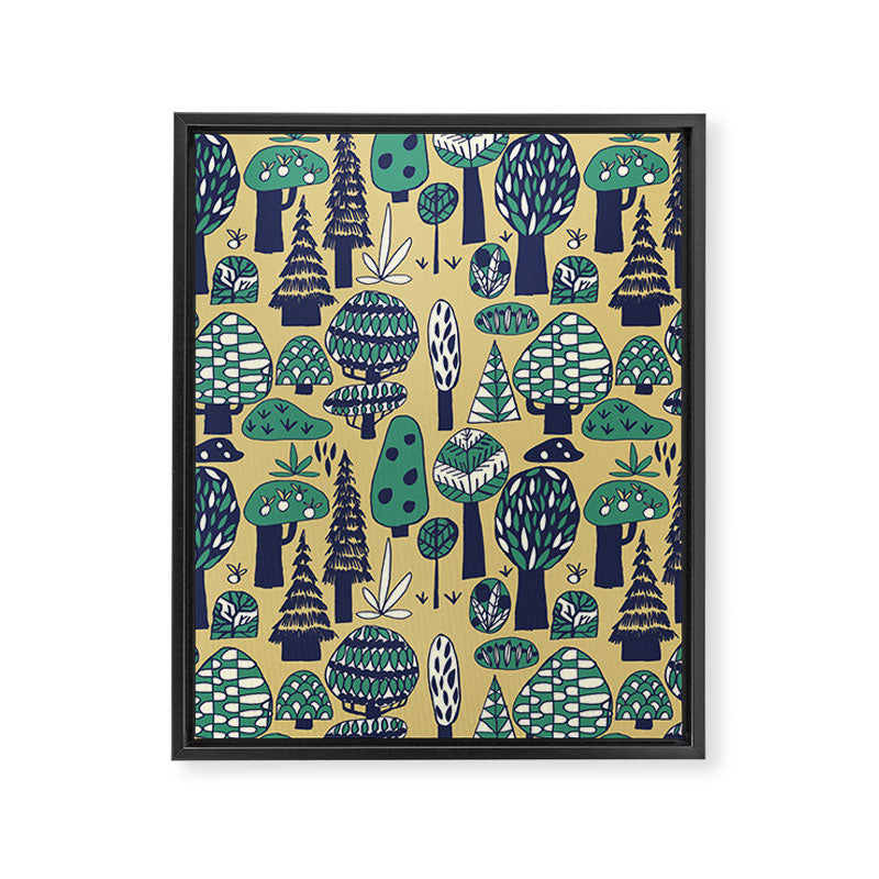 Whimsical tropical jungle pattern Framed Canvas Print Gallery Image 8