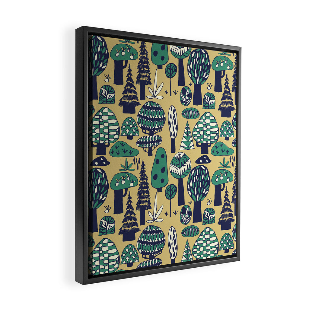 Whimsical tropical jungle pattern Framed Canvas Print Gallery Image 2