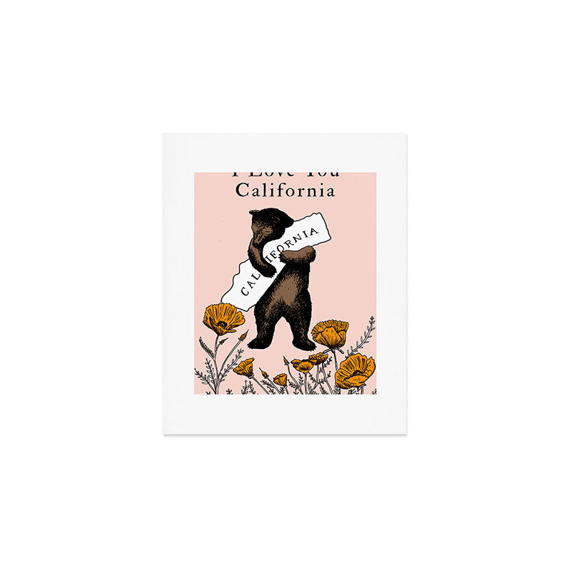 I Love You California Bear Art Print Gallery Image 1
