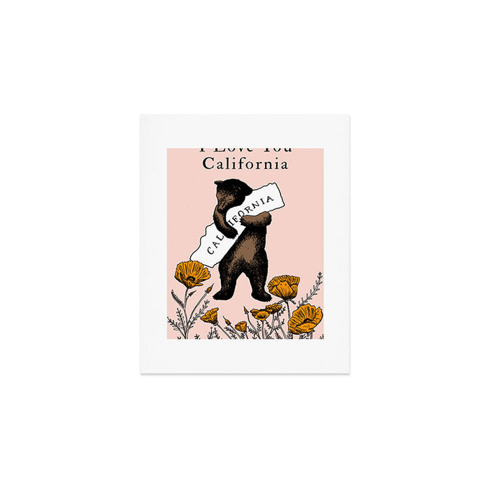 I Love You California Bear Art Print Gallery Image 1