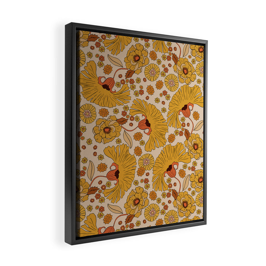 70s Floral Pattern Framed Canvas Print Gallery Image 2
