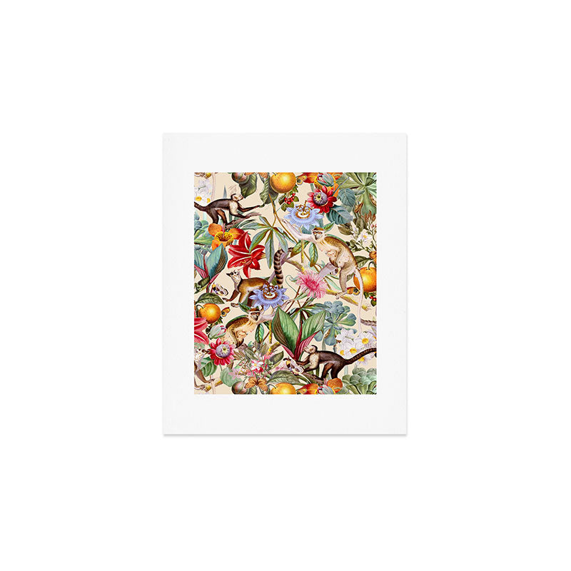 Animal and Floral Pattern Art Print Gallery Image 1