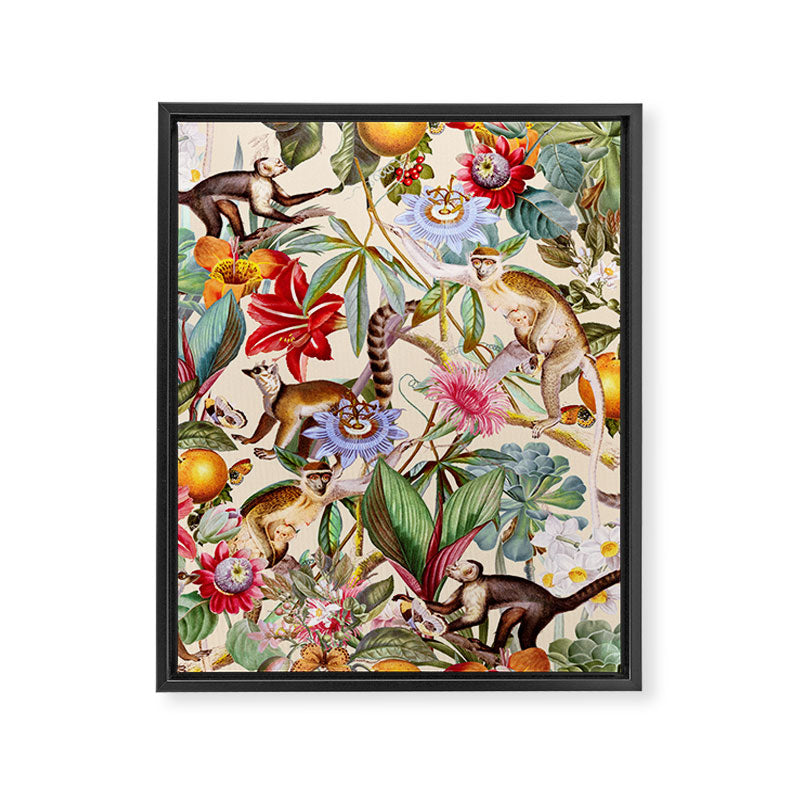 Animal and Floral Pattern Framed Canvas Print Gallery Image 6