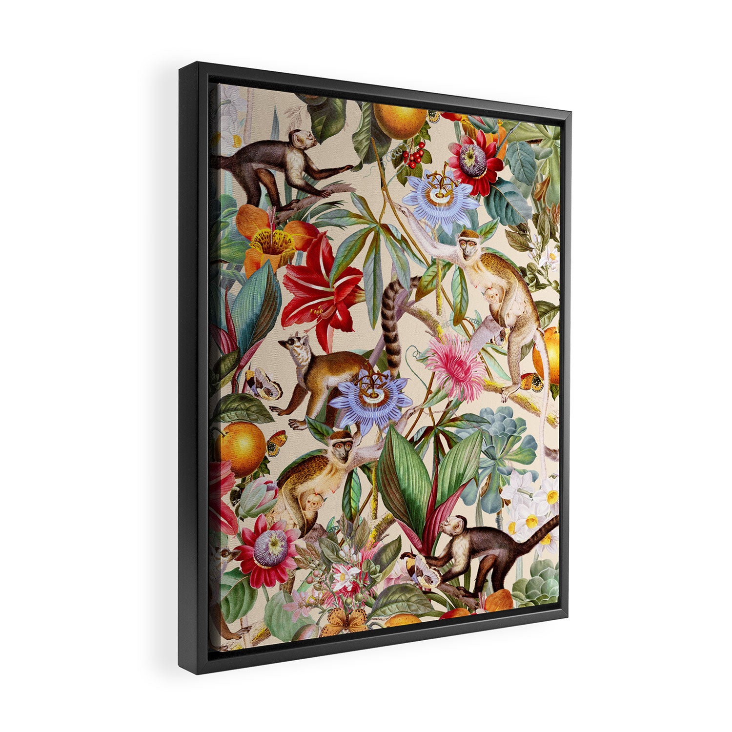 Animal and Floral Pattern Framed Canvas Print Gallery Image 2