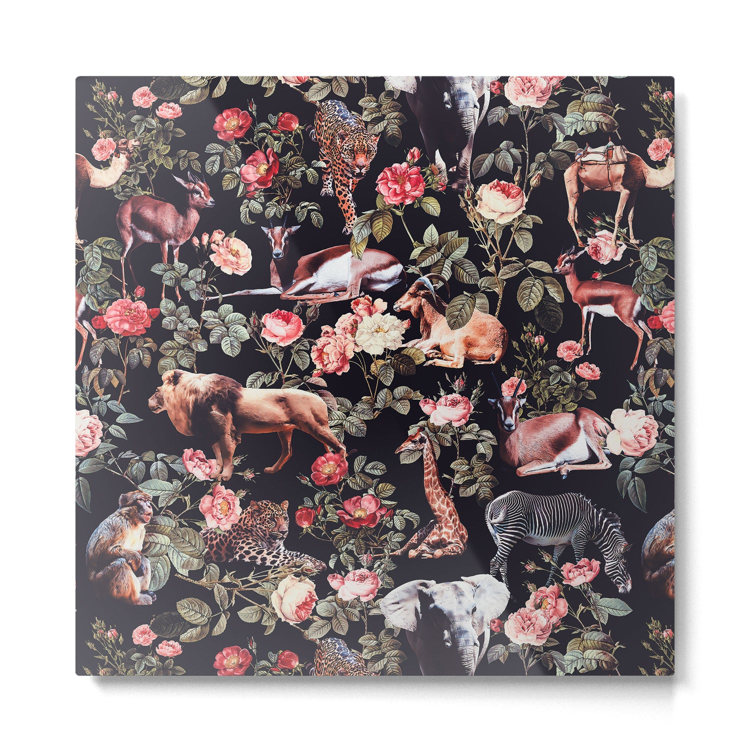 Animals and Floral Pattern Metal Print Gallery Image 2