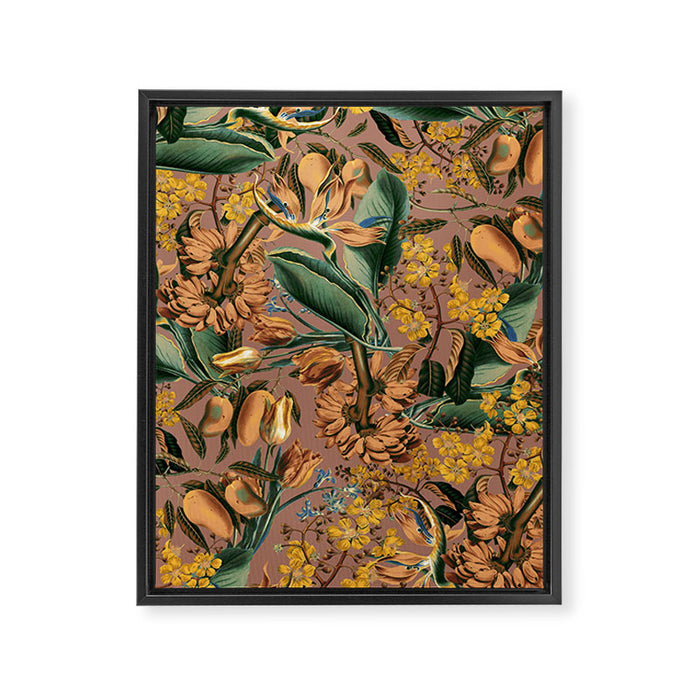 Banana and Leaf Pattern Framed Canvas Print Gallery Image 1