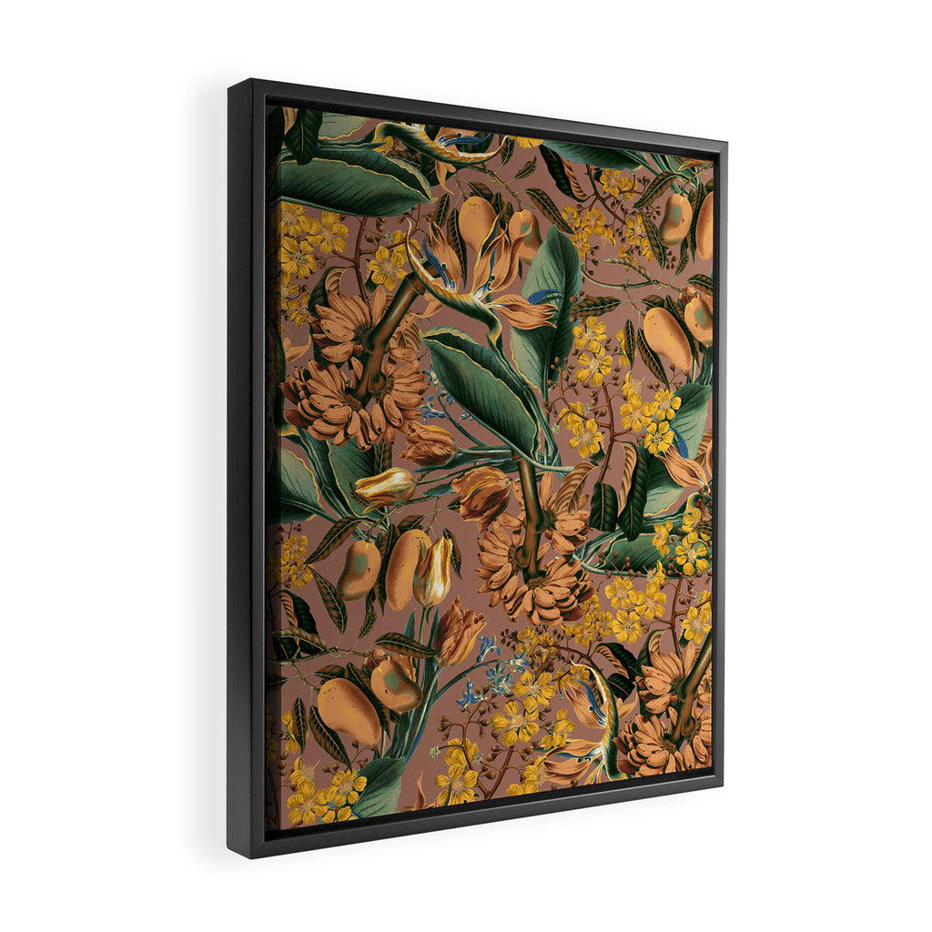 Banana and Leaf Pattern Framed Canvas Print Gallery Image 2